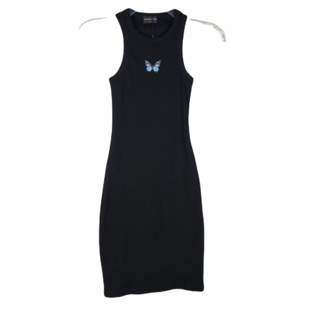 WHITE FOX ice Breaker Ribbed Mini Dress Butterfly NWT